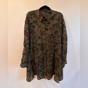 Elemente Clemente Floral Sheer Button-Up Tunic